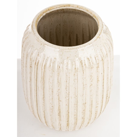 Wazon osłonka ceramiczny prążkowany 22,5x15x15 cm FIBI-3 biały
