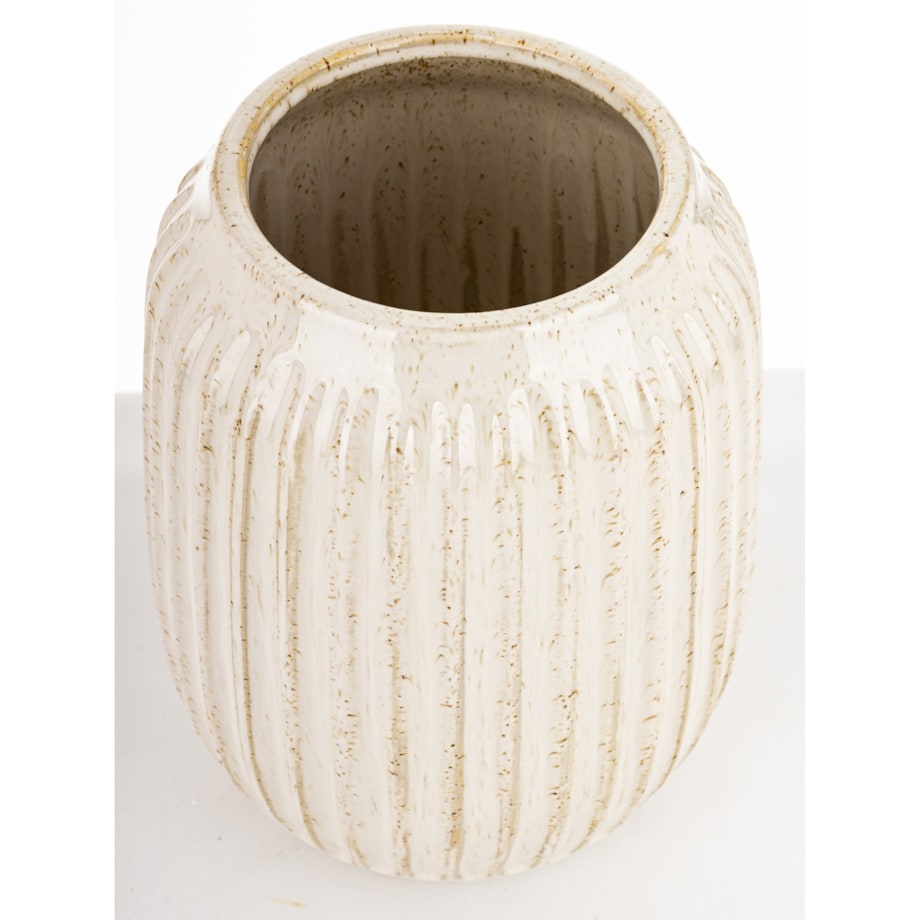 Wazon osłonka ceramiczny prążkowany 22,5x15x15 cm FIBI-3 biały
