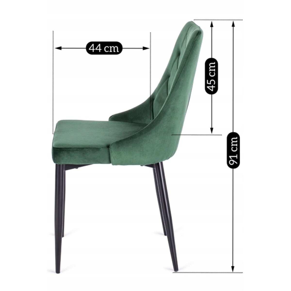 Krzesło Tapicerowane Welurowe Do Salonu Jadalni Zielone CORK
