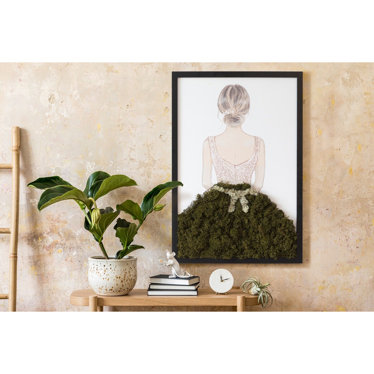 Obraz Baletnica - mech chrobotek w czarnej ramie 40x60cm