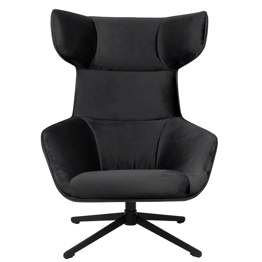 Welurowy fotel obrotowy Vita Velvet MSE011000309.41 czarny, King Home