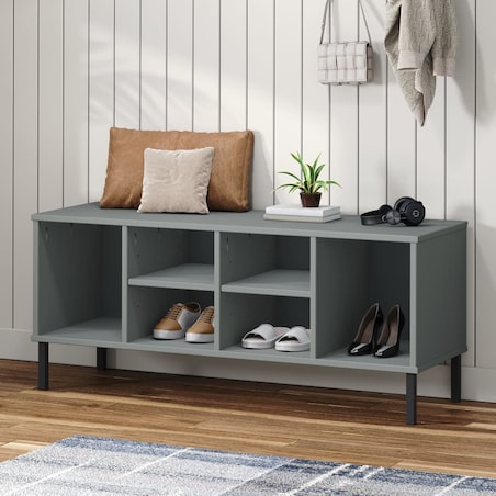 vidaXL Szafka na buty OSLO, metalowe nóżki, szara, 106x35x45 cm
