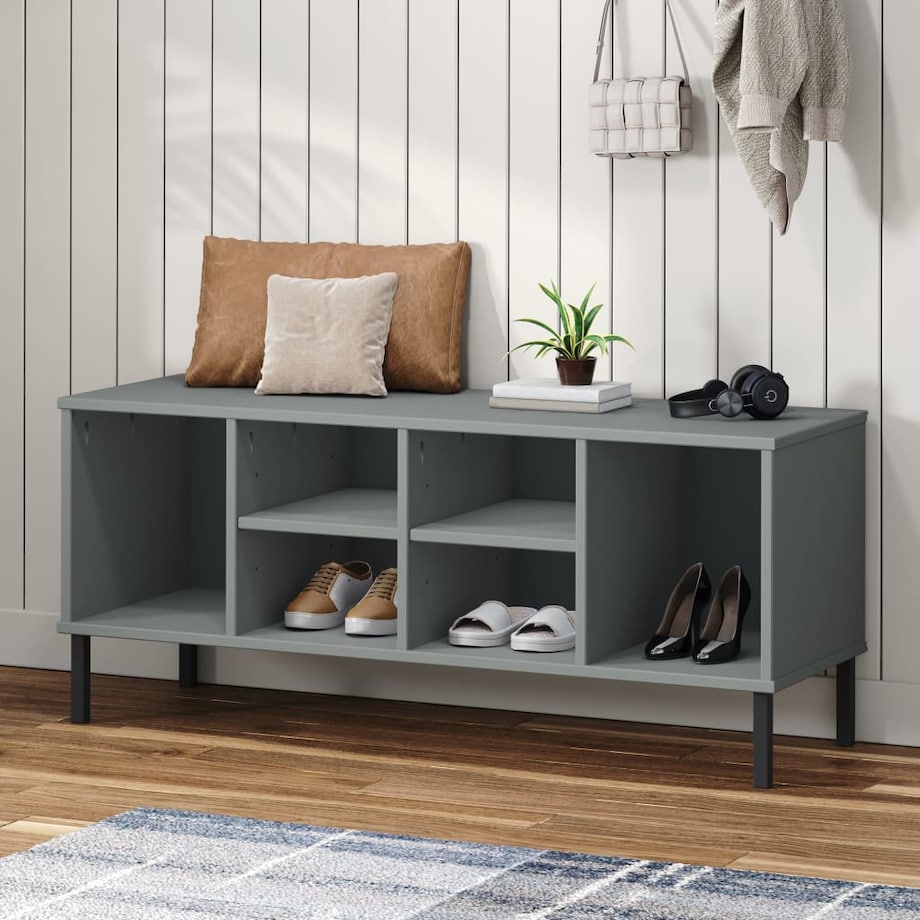 vidaXL Szafka na buty OSLO, metalowe nóżki, szara, 106x35x45 cm