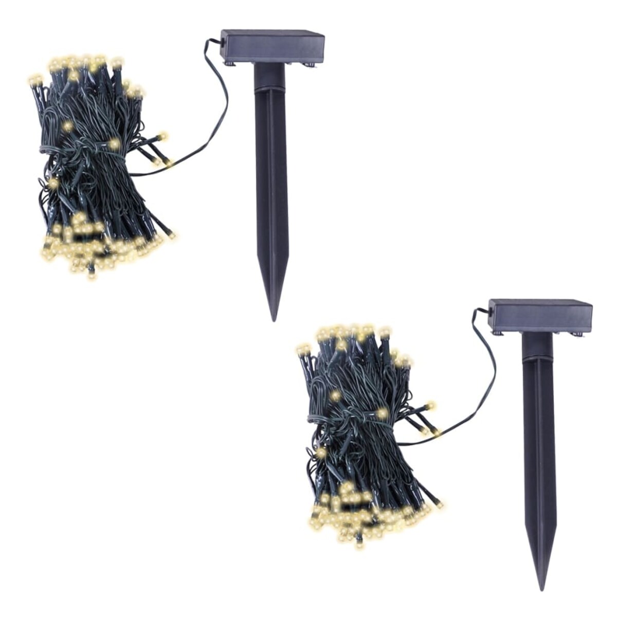 vidaXL Lampki solarne LED, 2 girlandy lampek, ciepły biały