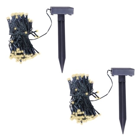 vidaXL Lampki solarne LED, 2 girlandy lampek, ciepły biały