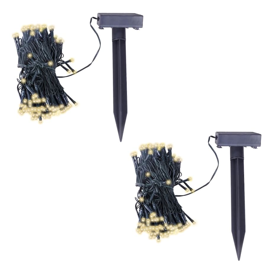 vidaXL Lampki solarne LED, 2 girlandy lampek, ciepły biały