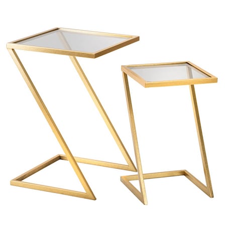 Zestaw stolików pomocniczych z blatem z dymionego szkła