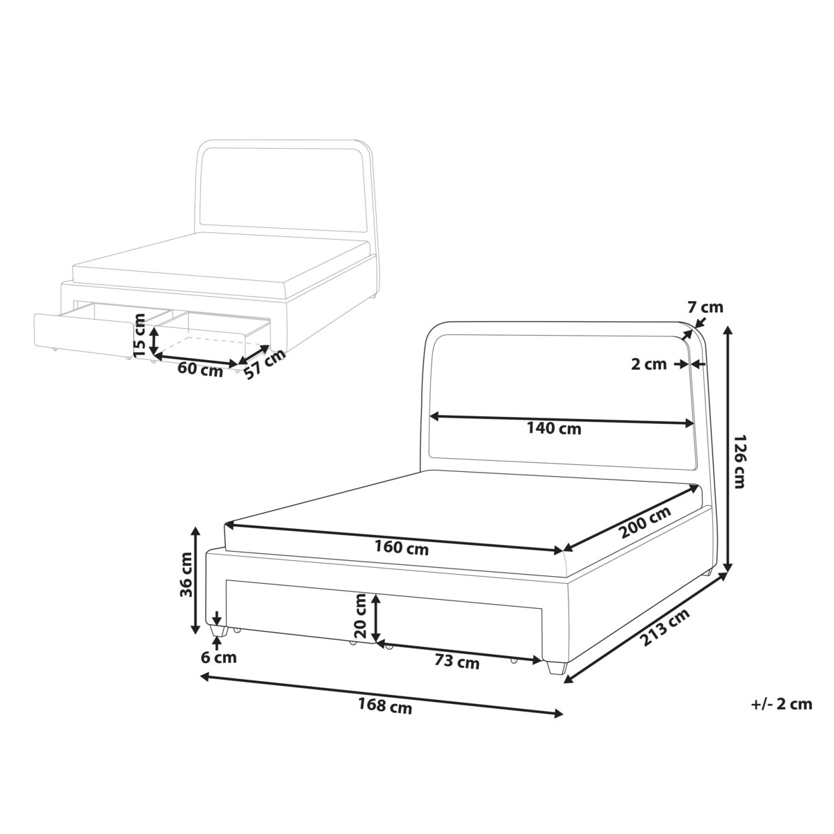 Łóżko z szufladami Boucle SARDENT 160 x 200 cm Złamana biel