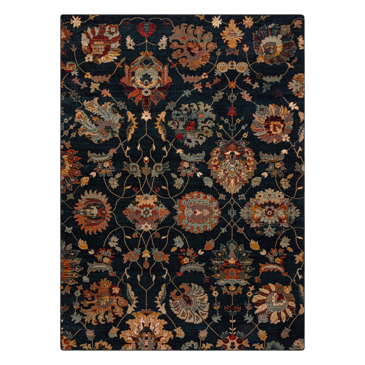 Dywan wełniany OMEGA LATICA Kwiaty navy 135x200 cm