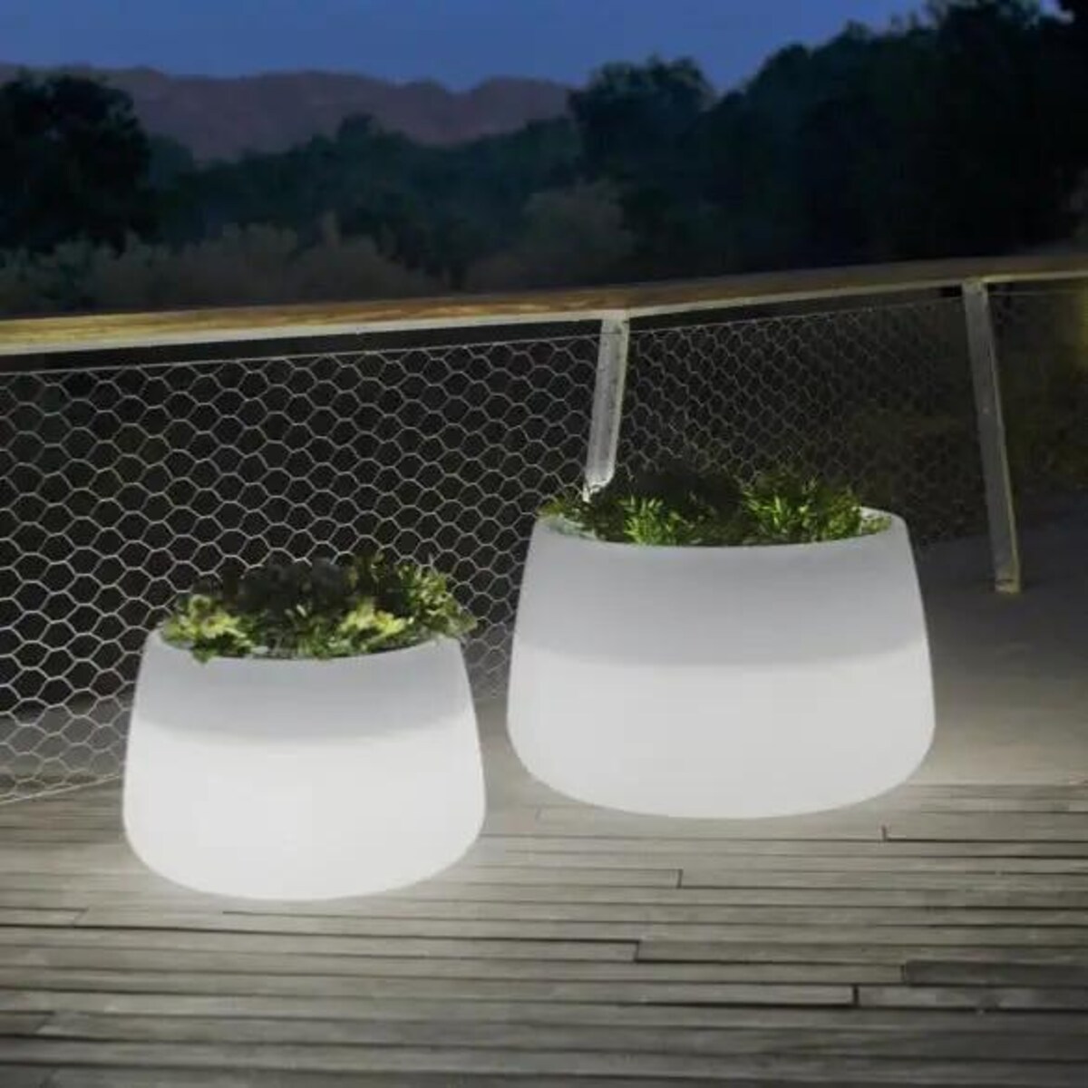 Podświetlana donica lampa tarasowa Camelia LUMCA060SSNW King Home IP65 biała