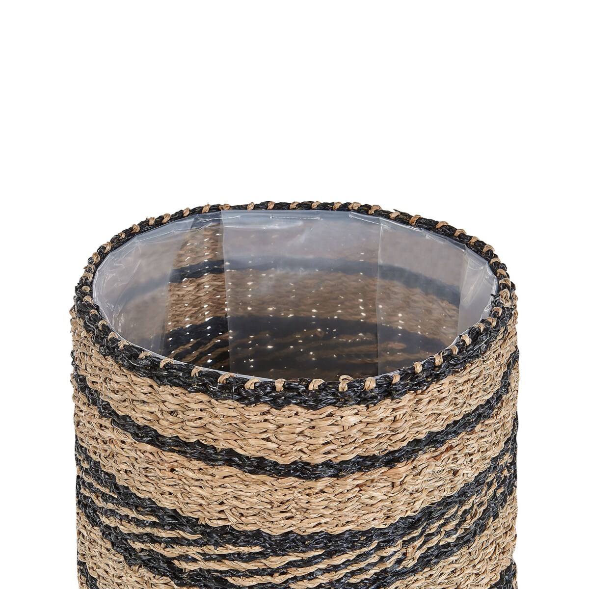 Zestaw 3 koszy na kwiaty z trawy morskiej naturalny z czarnym RASBORA