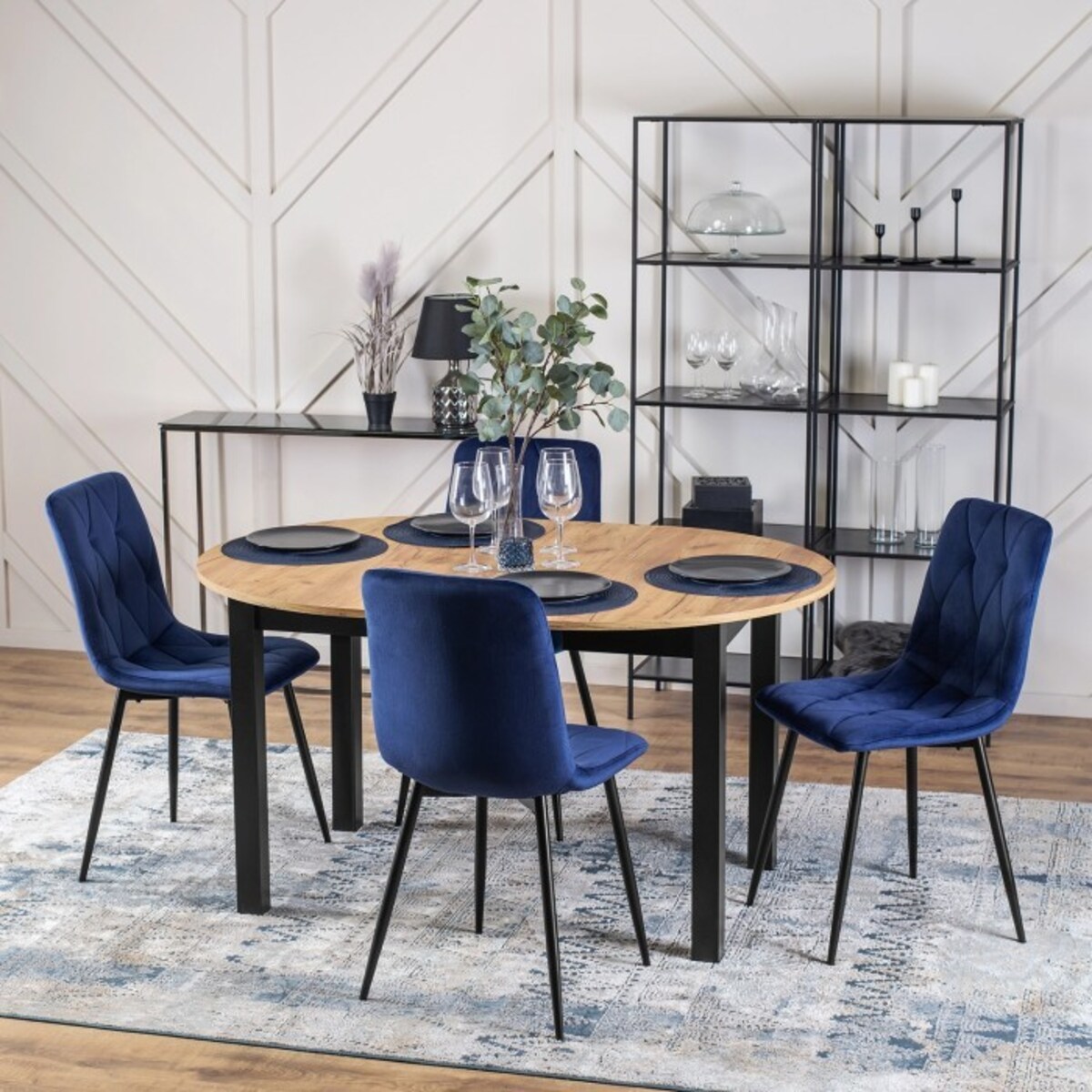 Krzesło Tapicerowane Welurowe Kuchenne Do Jadalni Salonu Loft Granat ROBIN