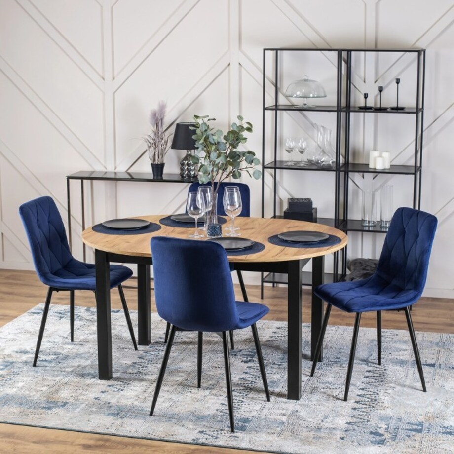 Krzesło Tapicerowane Welurowe Kuchenne Do Jadalni Salonu Loft Granat ROBIN