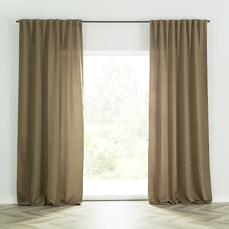 Zasłona BASIC na taśmie marszczącej 140x300cm jasne khaki 1 szt. 140x300 zielony-brązowy