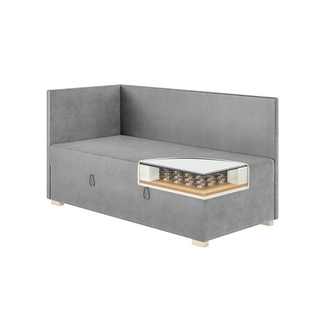 Mesonica Łóżko Flexi, szare, 90x200, Lewostronne