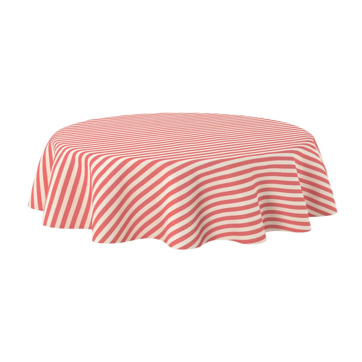 Obrus okrągły 130 x 130 cm czerwono-białe pasy (1,5cm)