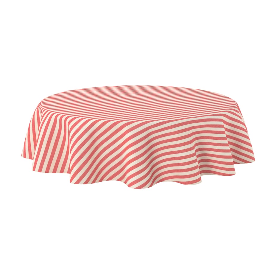 Obrus okrągły 130 x 130 cm czerwono-białe pasy (1,5cm)