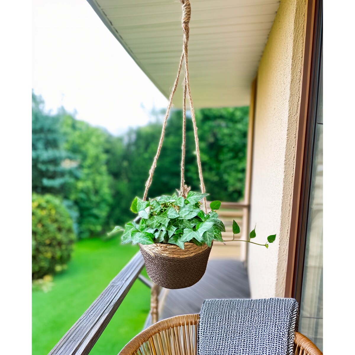 DONICZKA WISZĄCA BOHO 20cm pleciona na balkon taras do salonu sypialni