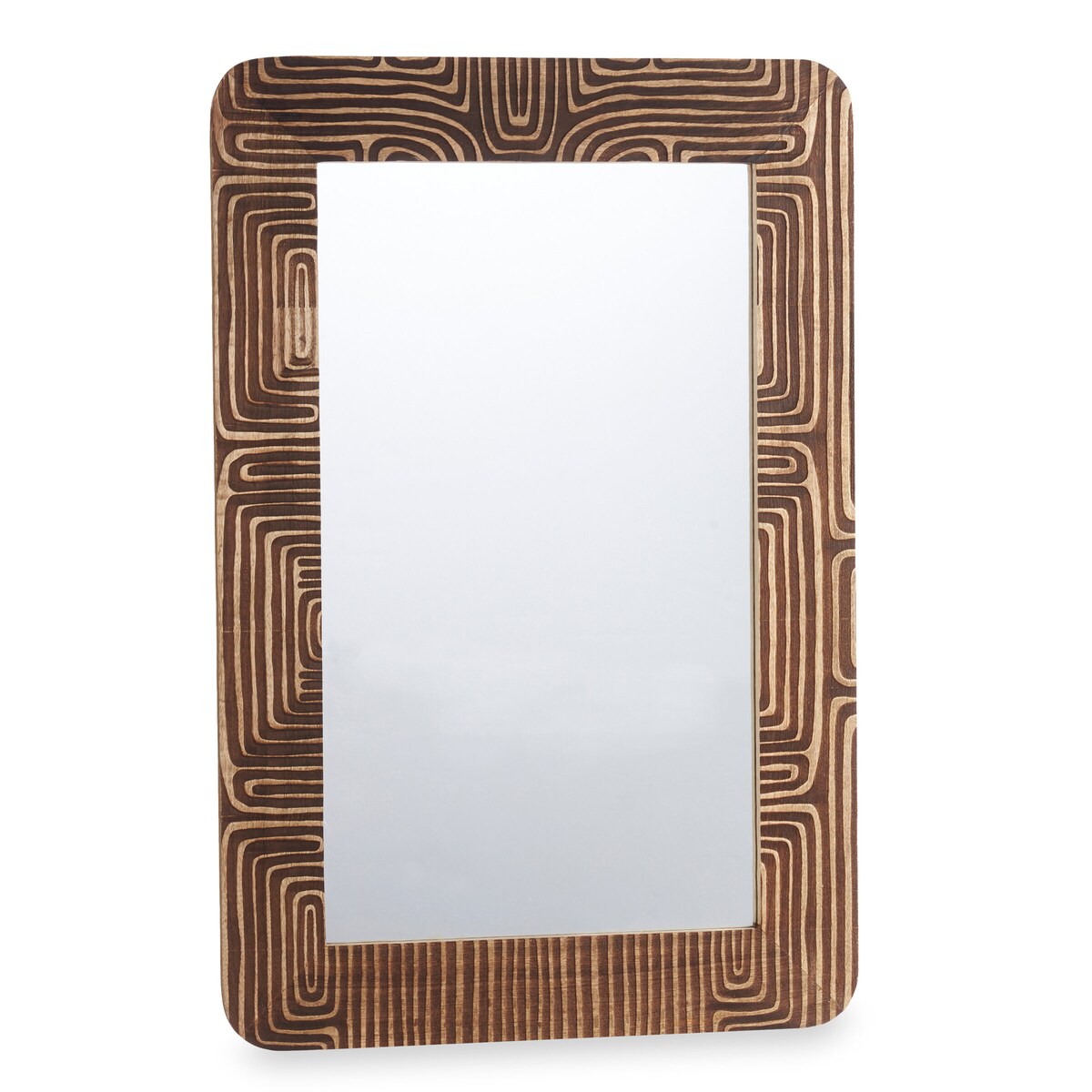 Lustro ścienne w drewnianej ramie mango LINES&CURVES, 60 x 90 cm