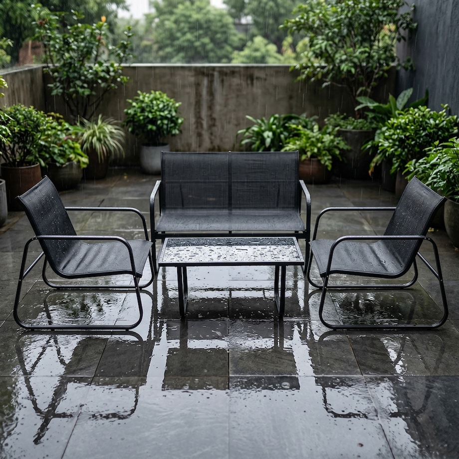 Zestaw mebli ogrodowych 2 x fotel sofa stolik czarny FUNFIT garden