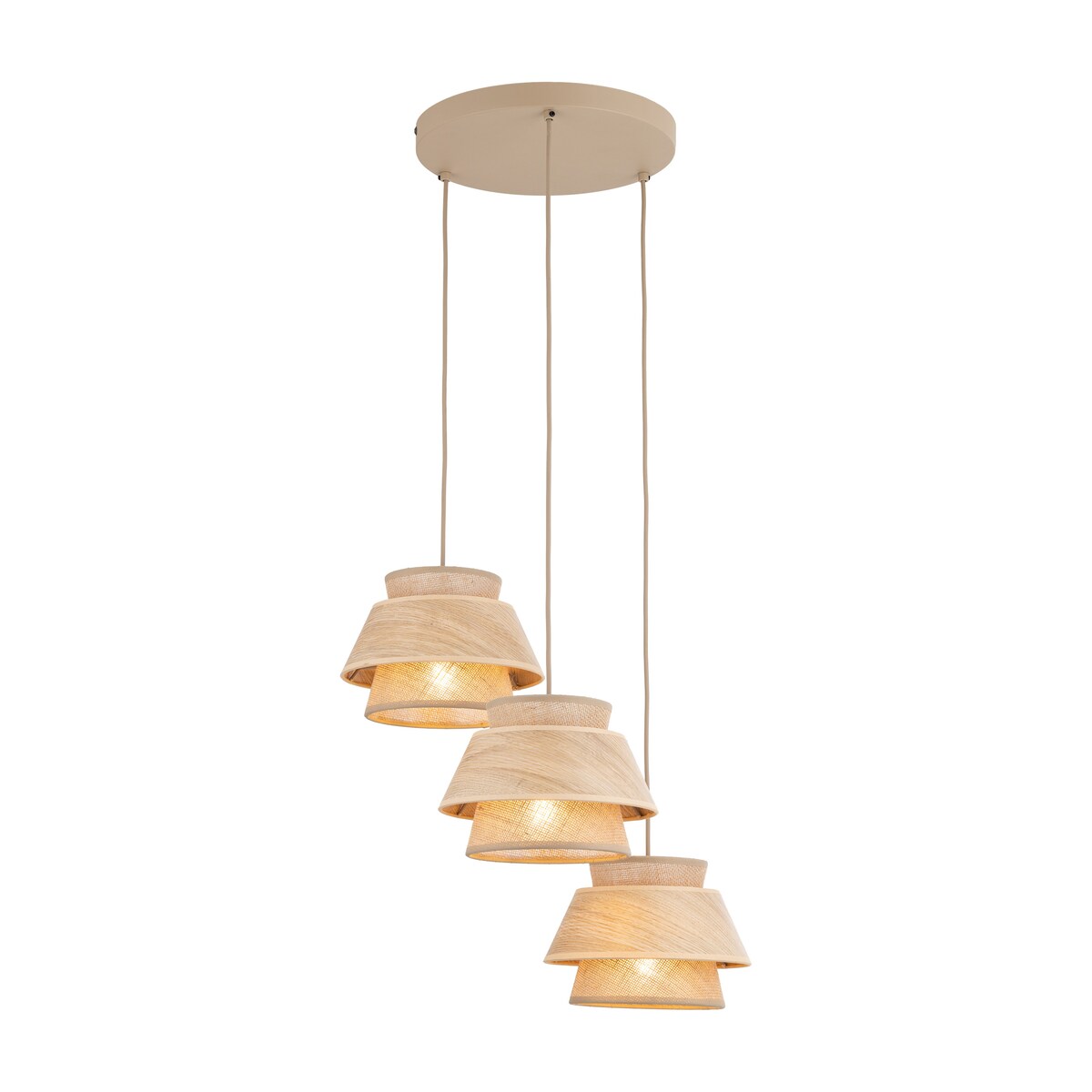 Lampa Wisząca Na Kole Tk Lighting Kalum Len Fornir 3Xe27 Skandynawski, Boho, Japandi