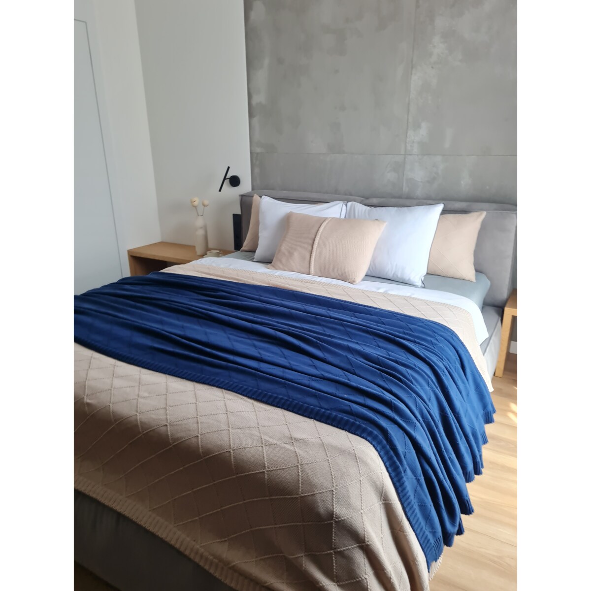 Narzuta romby granatowa, 220 x 240 cm, La Manta