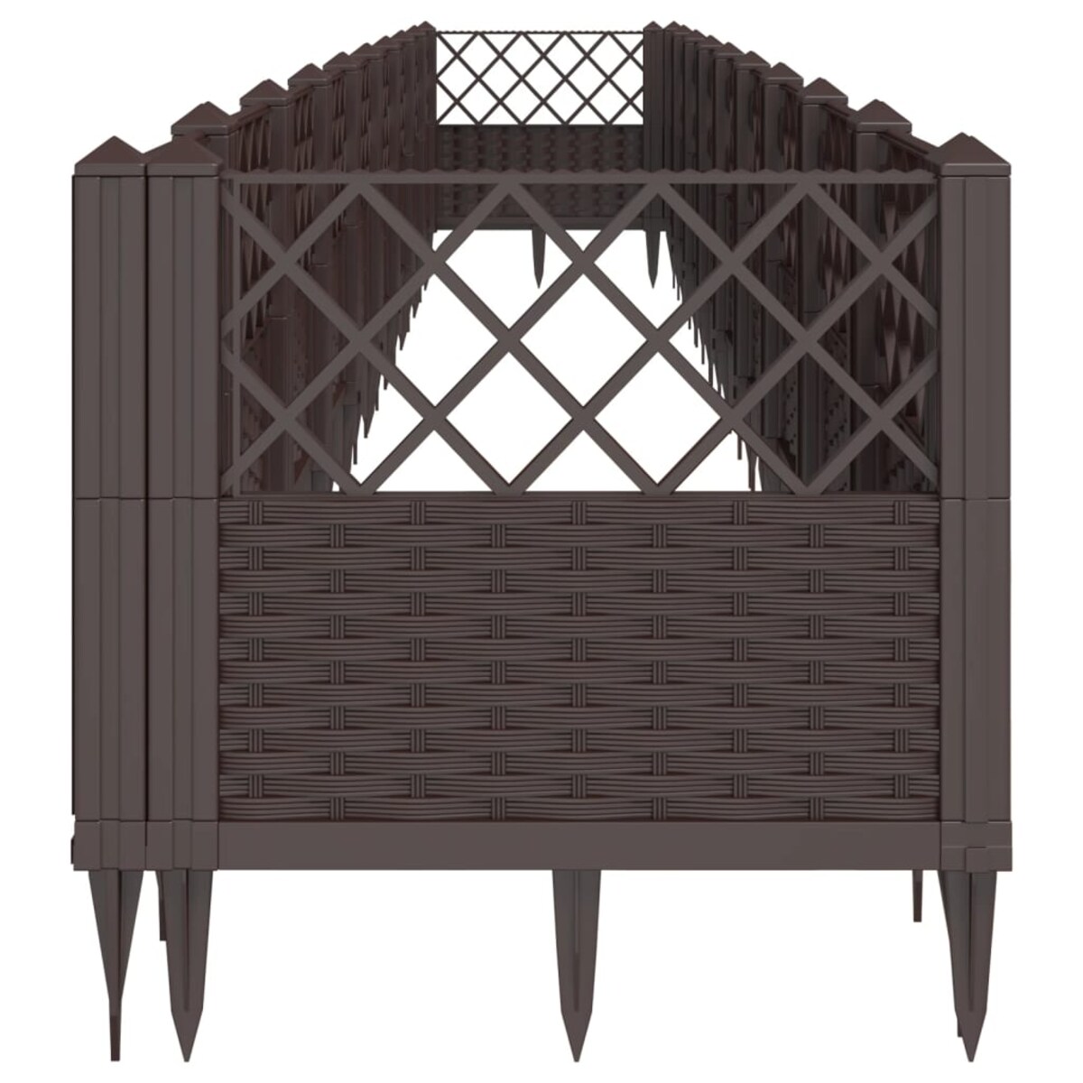 vidaXL Donica ogrodowa na kołkach, brązowa, 363,5x43,5x43,5 cm, PP