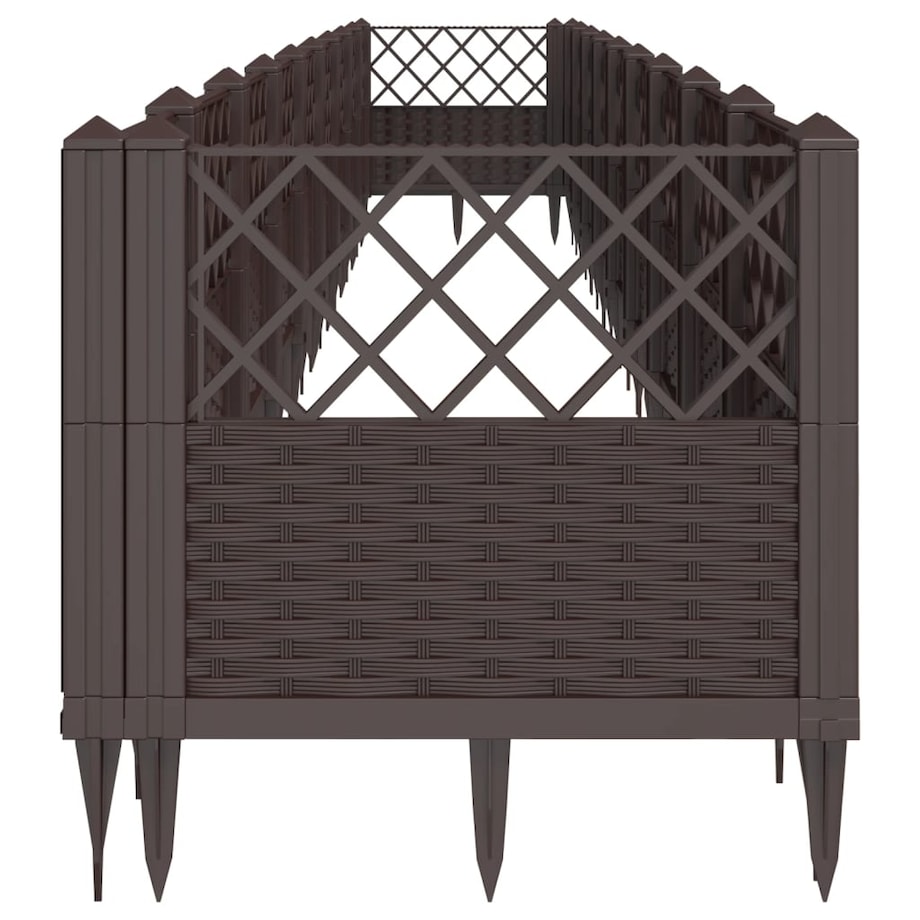 vidaXL Donica ogrodowa na kołkach, brązowa, 363,5x43,5x43,5 cm, PP