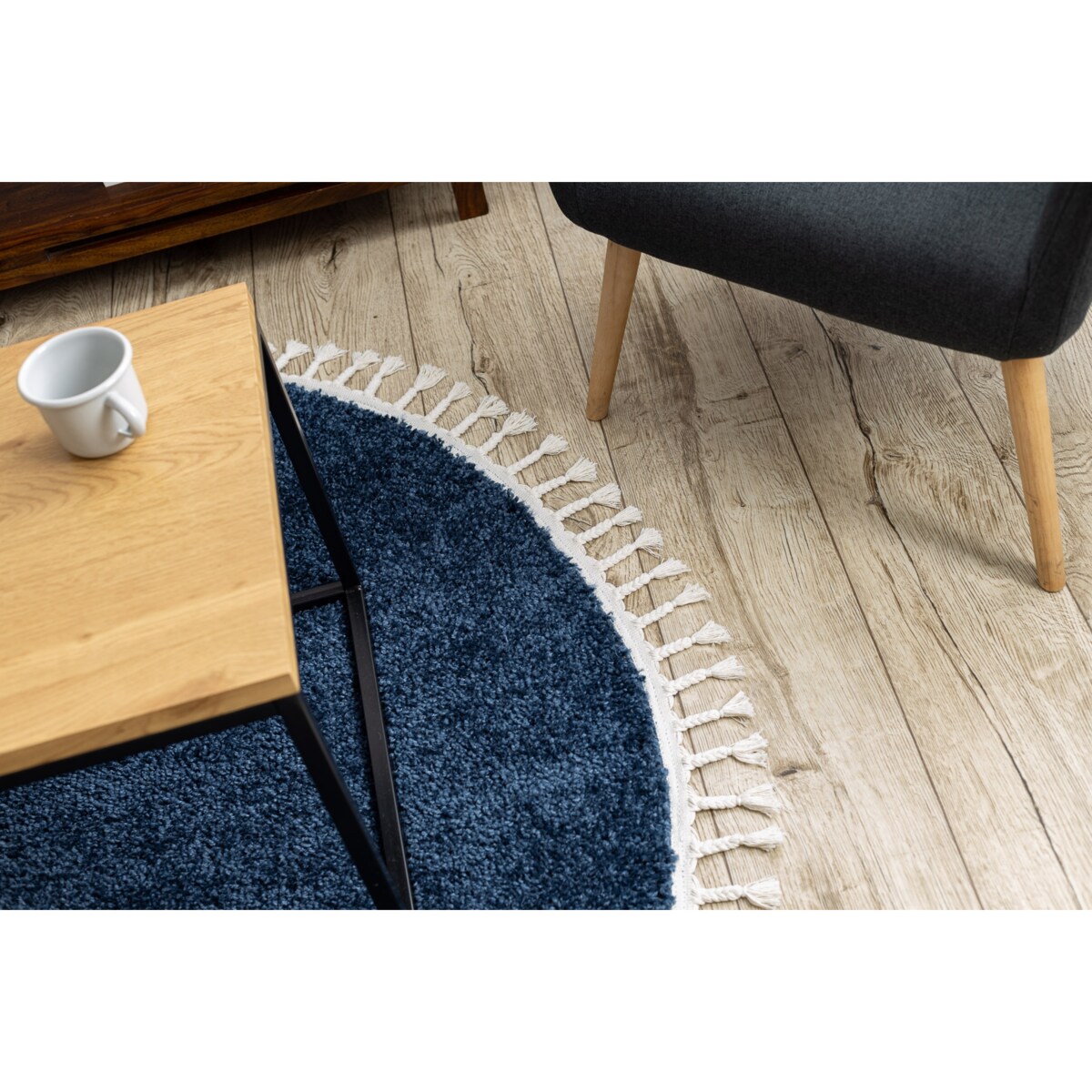 Dywan BERBER 9000 koło granat Frędzle koło 120 cm