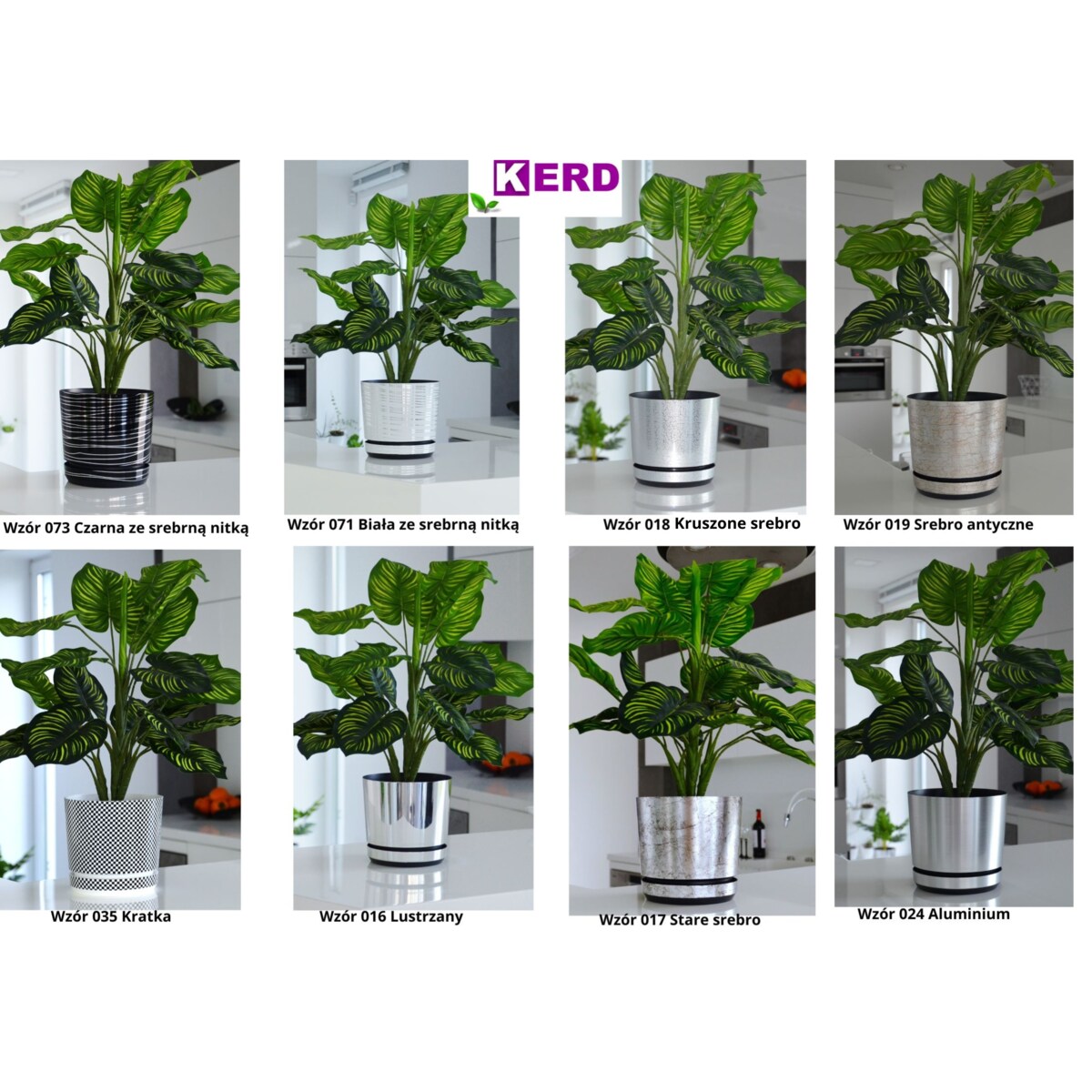 16 cm wzór STAL Doniczka z podstawką efekt szczotkowany metal z drenażem