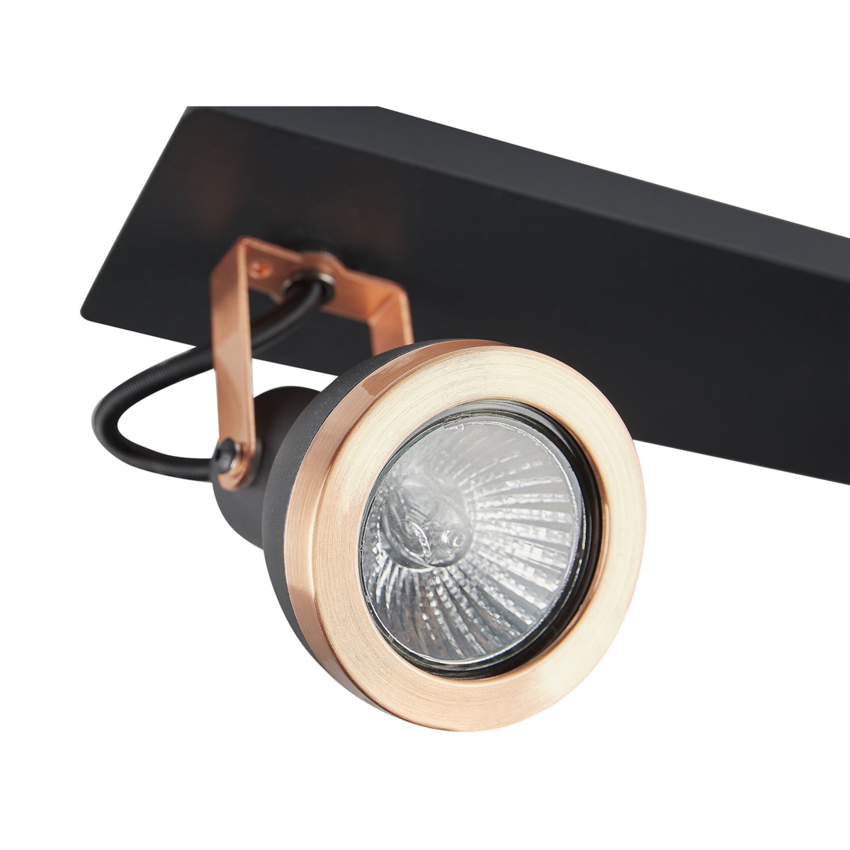 Lampa sufitowa 2-punktowa prostokątna metalowa czarna z miedzianym BARO