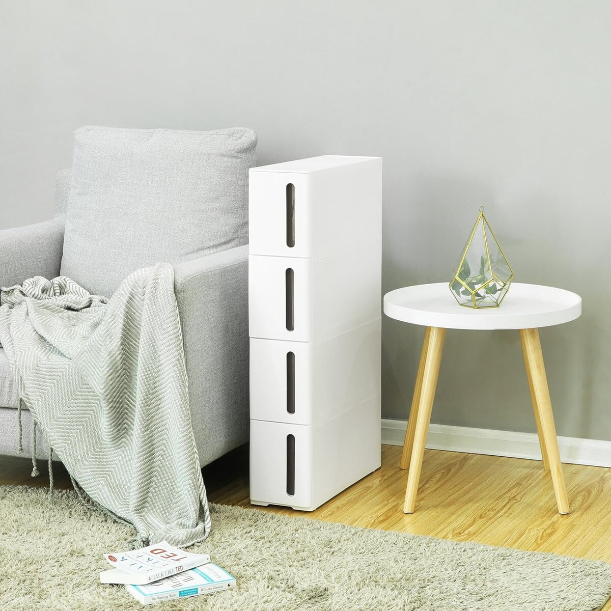 MOBILNA SZAFKA ŁAZIENKOWA Z SZUFLADAMI - BIAŁA