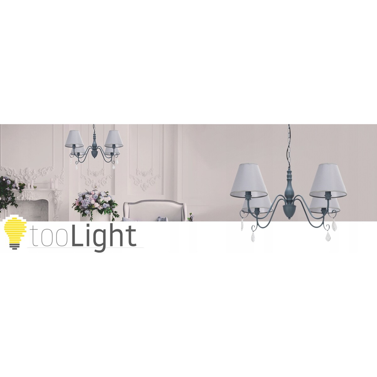 Lampa Sufitowa Wisząca Metal Kryształ Szara Grey