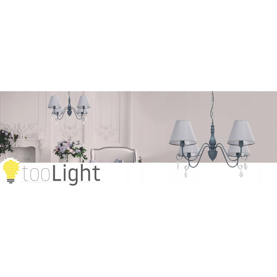 Lampa Sufitowa Wisząca Metal Kryształ Szara Grey