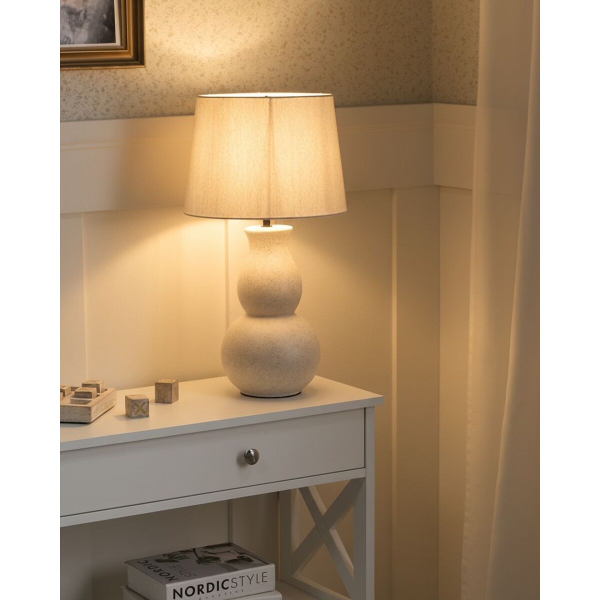 Lampa stołowa CHARGES Ceramika Jasnobeżowy