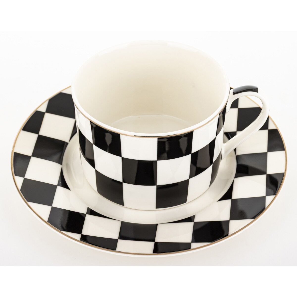 Filiżanka 220 ml i spodeczek, w szachownicę, w pudełku, SCACCHI