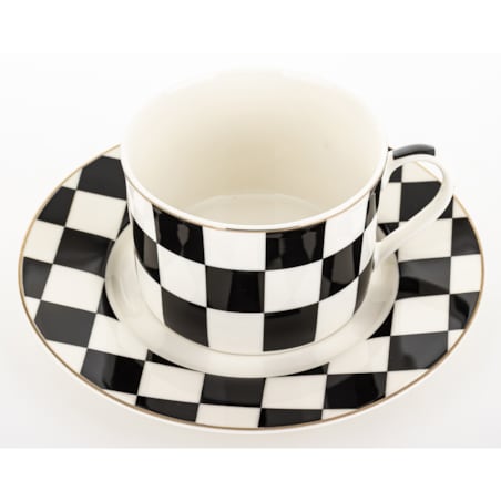 Filiżanka 220 ml i spodeczek, w szachownicę, w pudełku, SCACCHI
