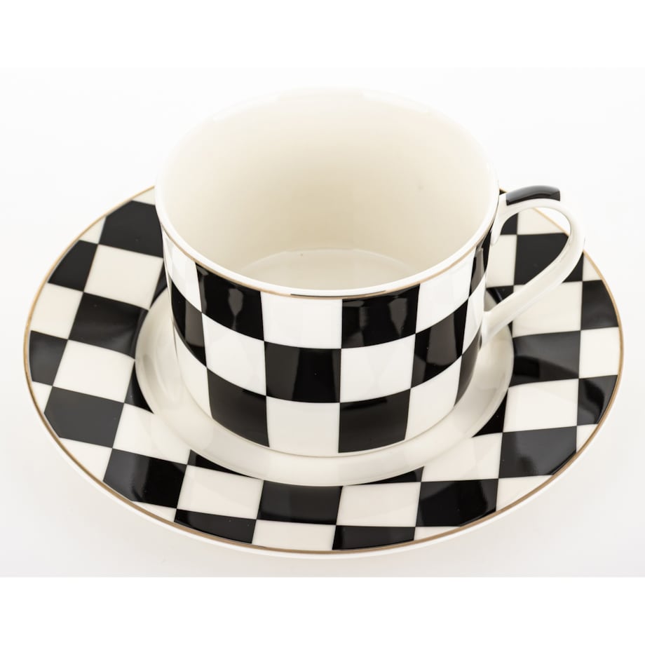 Filiżanka 220 ml i spodeczek, w szachownicę, w pudełku, SCACCHI