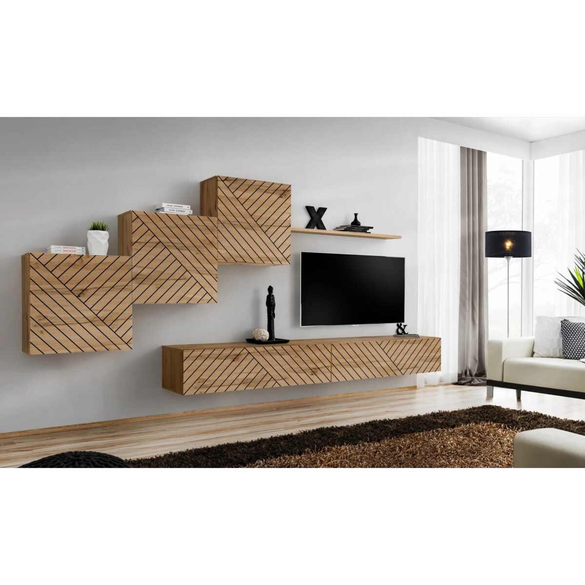 Meblościanka SWITCH LAMEL X dąb wotan