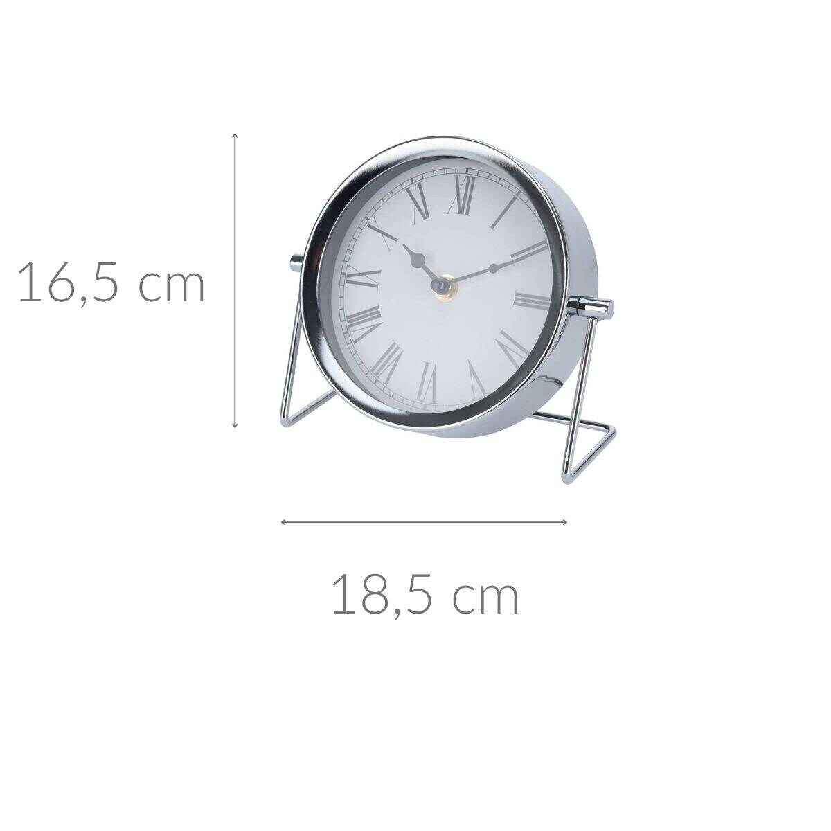 Zegar stołowy okrągły, na metalowej podstawie