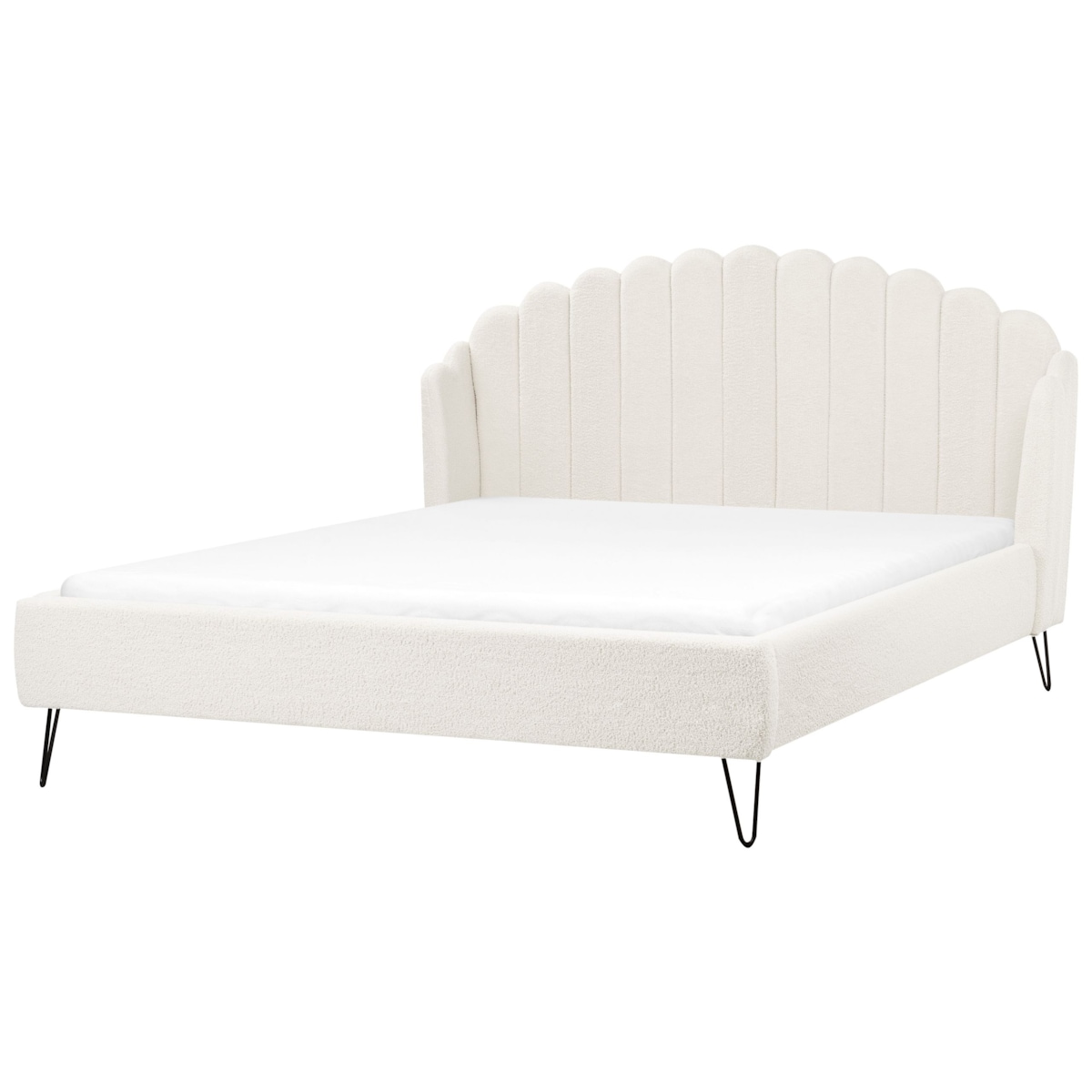 Łóżko Boucle AMBILLOU 180 x 200 cm Złamana biel