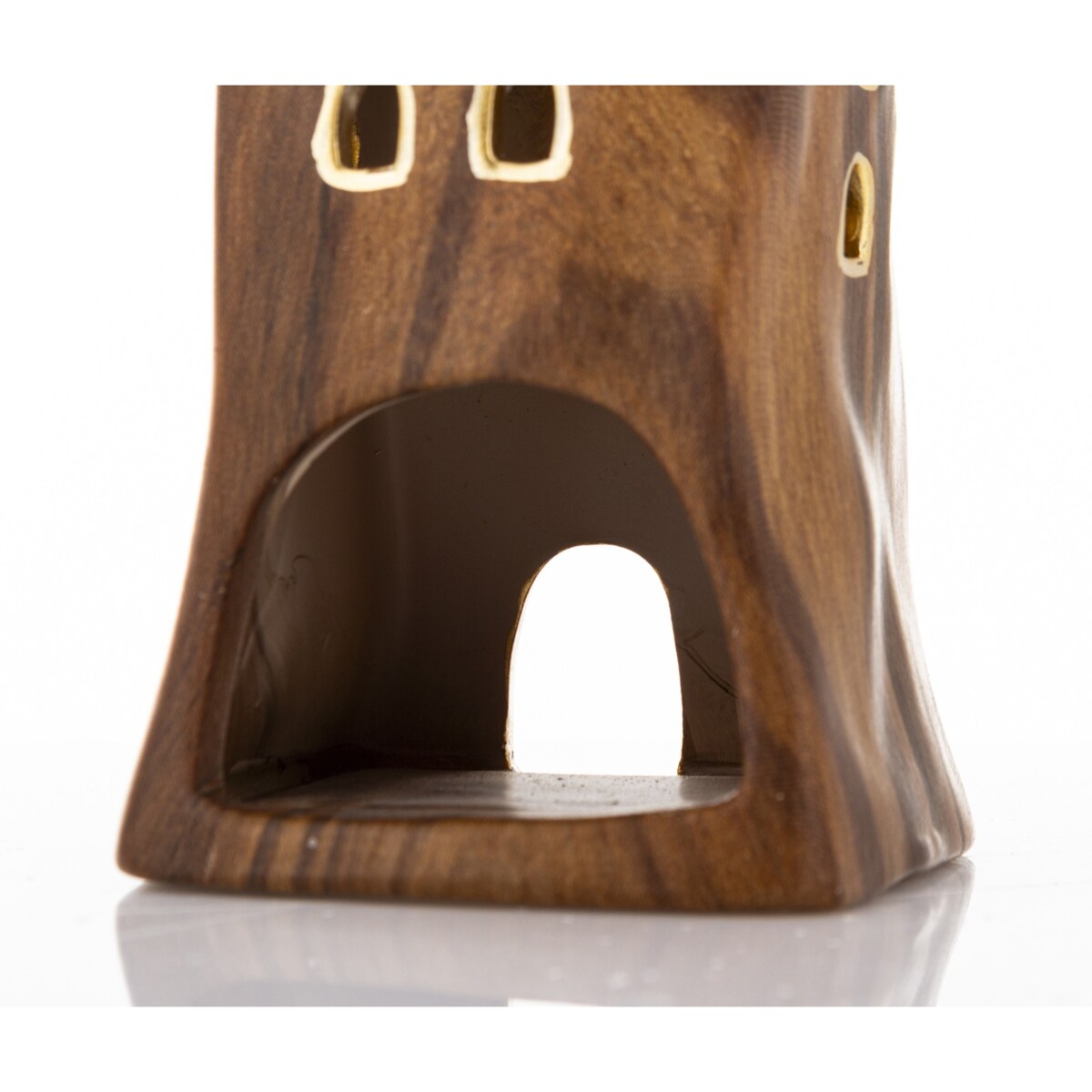 Dolomitowy domek na tea-lighty 15x7,5x7 cm brązowy