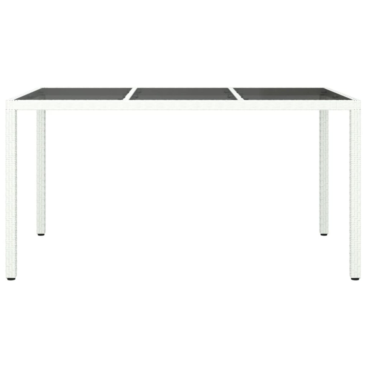 vidaXL Stół ogrodowy, 150x90x75 cm, szkło i rattan PE, biały