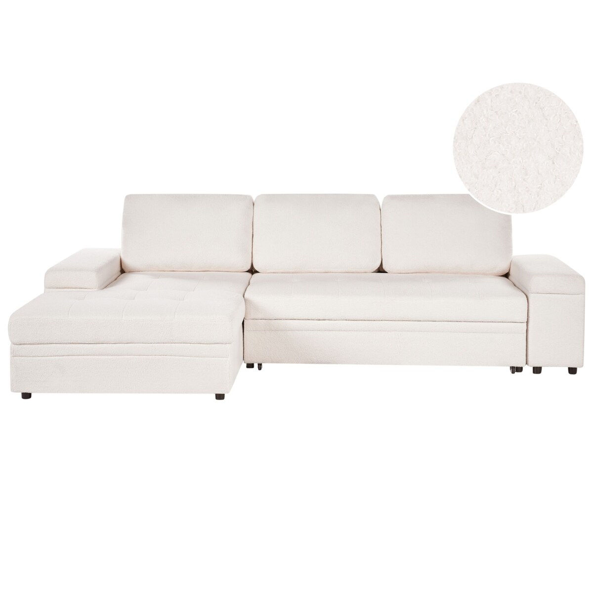 Sofa narożna prawostronna HRISEY Boucle Biały Prawostronny