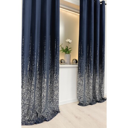 zasłona welurowa "srebrna mgła" 140x250 cm na przelotkach granatowa