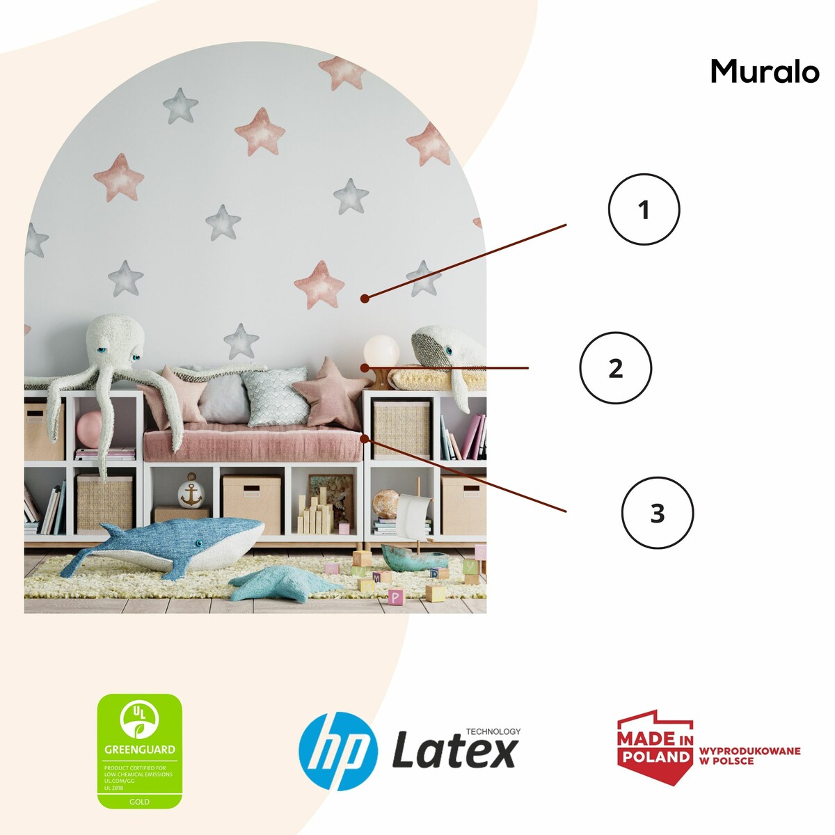 Naklejki Na Ścianę Dla Dzieci Różowe GWIAZDKI Gwiazdy Styl Boho ZESTAW 120x60cm