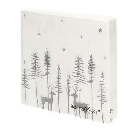 Serwetki świąteczne Reindeers boże narodzenie, święta, świąteczne, biały-szary, 16,5 x 3 cm