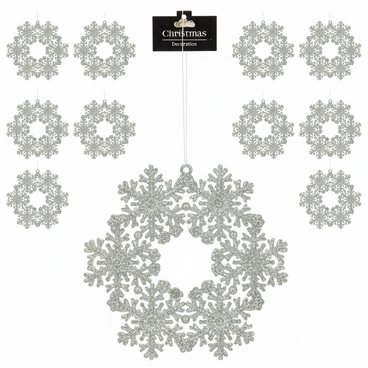 Zawieszka Na Choinkę Płatek Śniegu 12 Cm Ozdoba Świąteczna Wisząca Kolor Srebrny