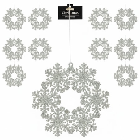 Zawieszka Na Choinkę Płatek Śniegu 12 Cm Ozdoba Świąteczna Wisząca Kolor Srebrny