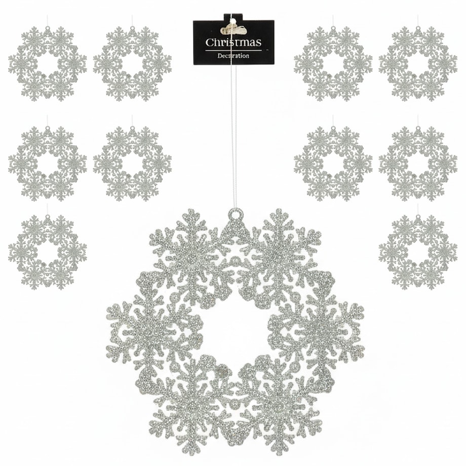 Zawieszka Na Choinkę Płatek Śniegu 12 Cm Ozdoba Świąteczna Wisząca Kolor Srebrny